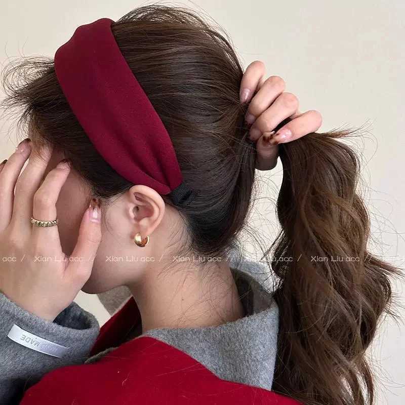 Vintage Solid Soft Cotton Hairband for Girls Sweet Hair Ornament Band Hair Hoop Hair Band Fashion Hair Accessories Y250809