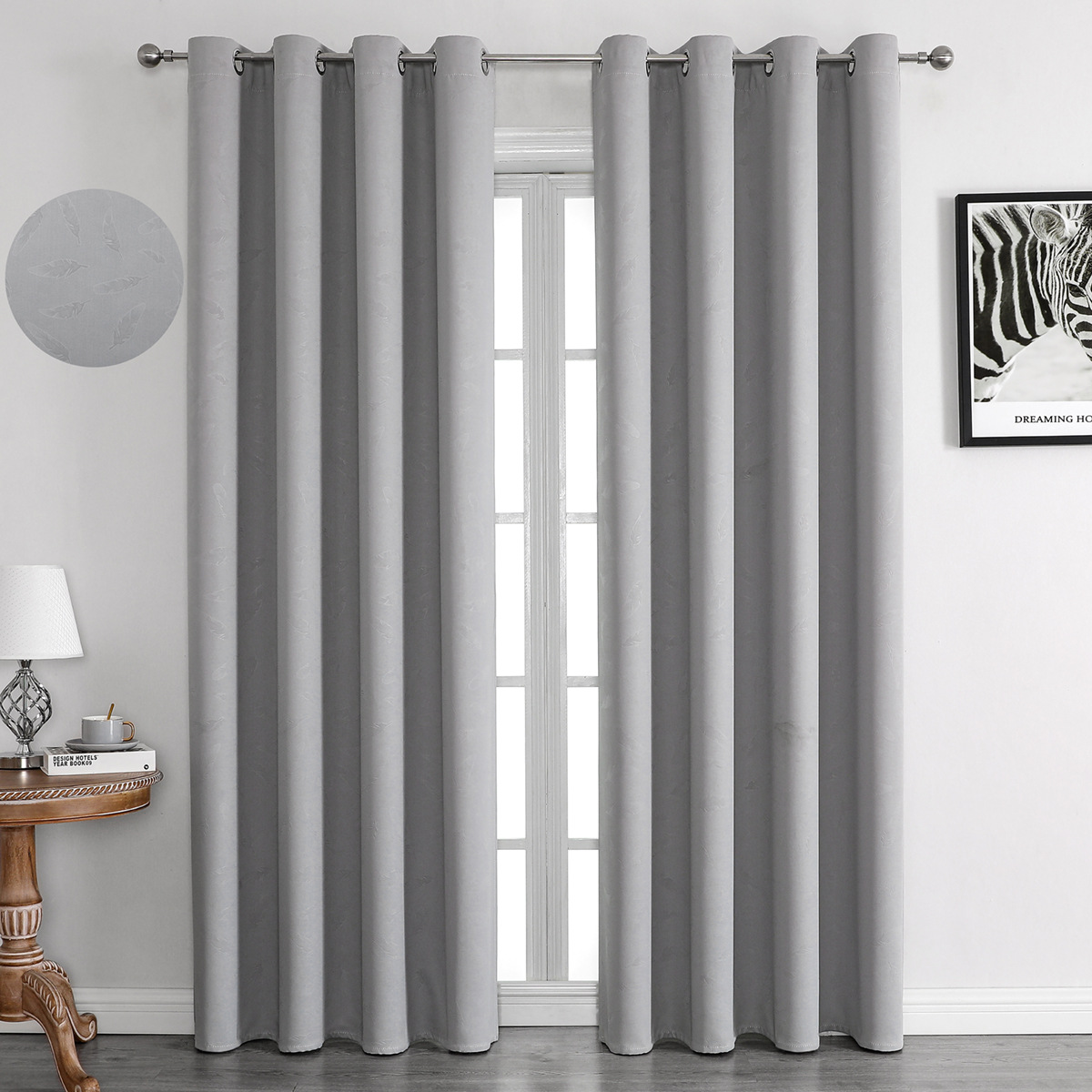 YL-36869 thick double-sided linen blackout curtain project hotel school sound insulation heat insulation blackout cotton linen curtain finished produc
