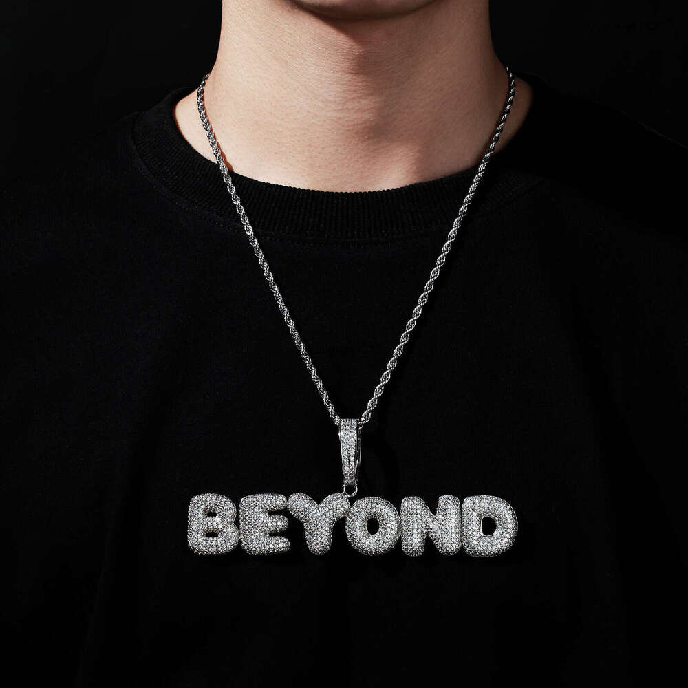 Sterling Silver Micro Inlaid Pendant DIY 26 English Alphabet Bubble Personality Hip Hop Splicing Letter Necklace