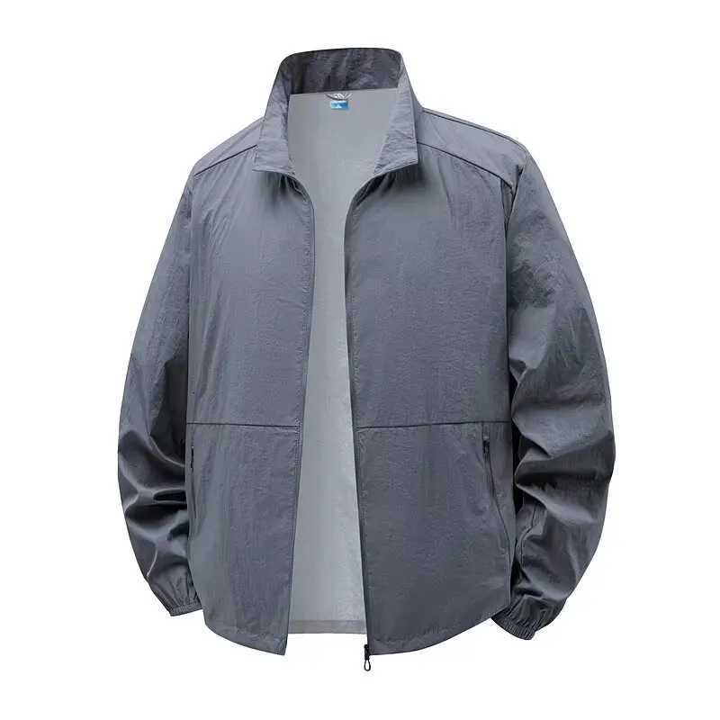 Summer Mens New Fishing Skin Jacket Lightweight and Cool Stand Up Collar Breathable Windbreaker Plus Size Sun Protection Suit W250809