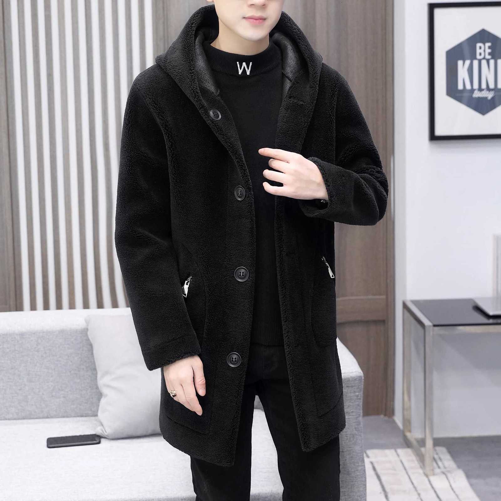 Autumn/Winter New Mens Fur One Piece Imitation Suede Double Sided Wear With Thick Velvet For Warmth Medium To Long Length Coat XJ250809