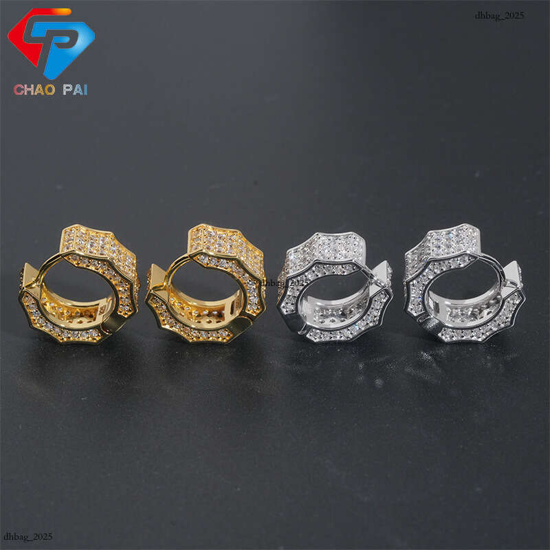 ICED OUT Hip Hop Sterling Sier Stud 5A Zircon Inlaid Men and Women Earrings
