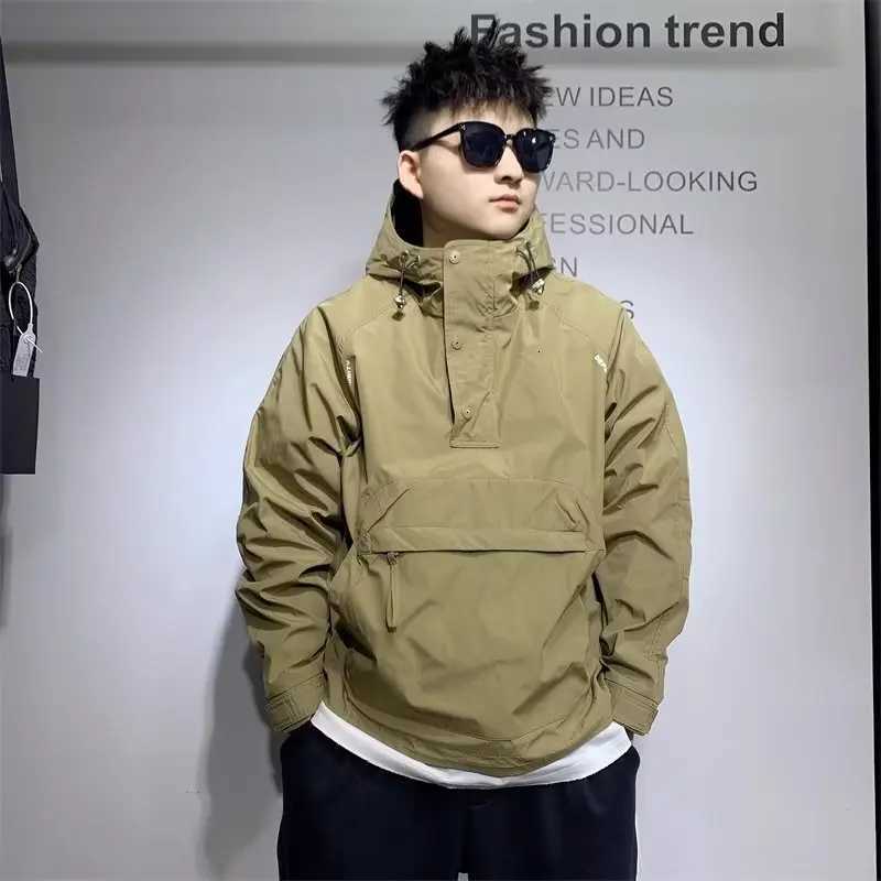 Trendy Casual Hooded Jacket Mens Loose Workwear Outerwear Spring Autumn Stand Fit Long Sleeve Youthful Vitali Sle W250809