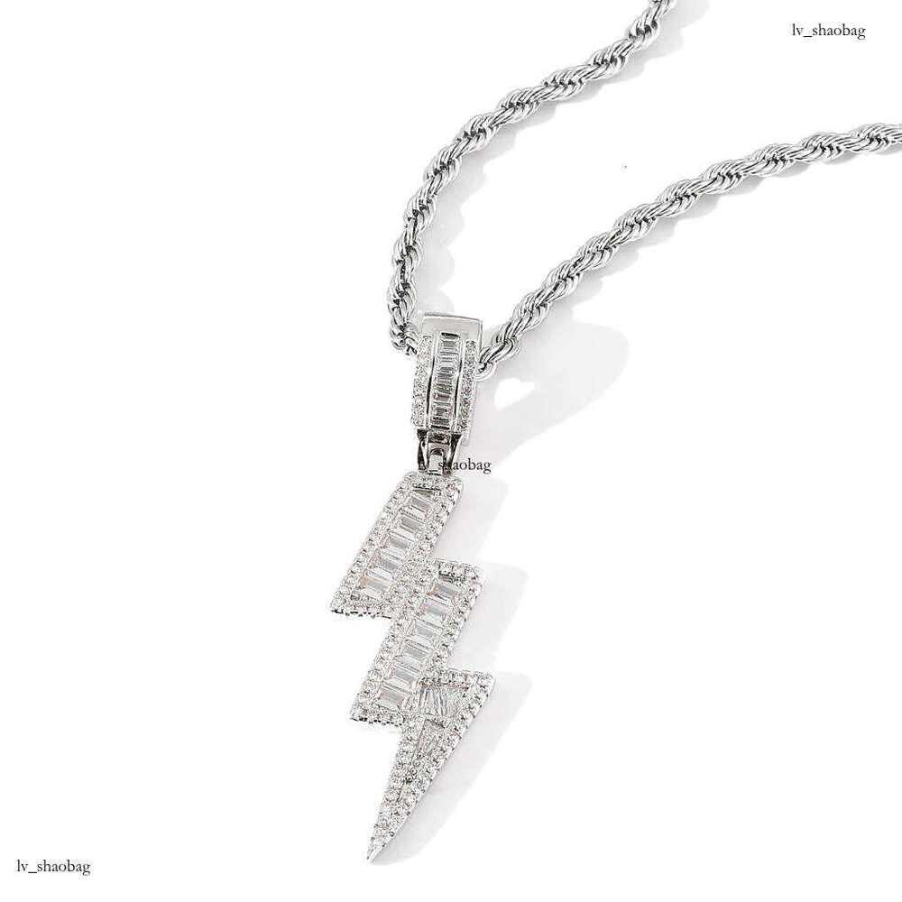 Micro Paved Moissanite chain Lighing Unisex Hip Hop Trendy Brand Personality Necklace Pendant