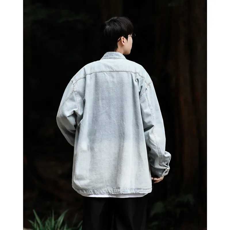 Denim Jackets Mens Jacket Mens Outerwear Autumn Winter Mens Chinese Tang Dress Wash Denim Tops Mens Jacket W250809