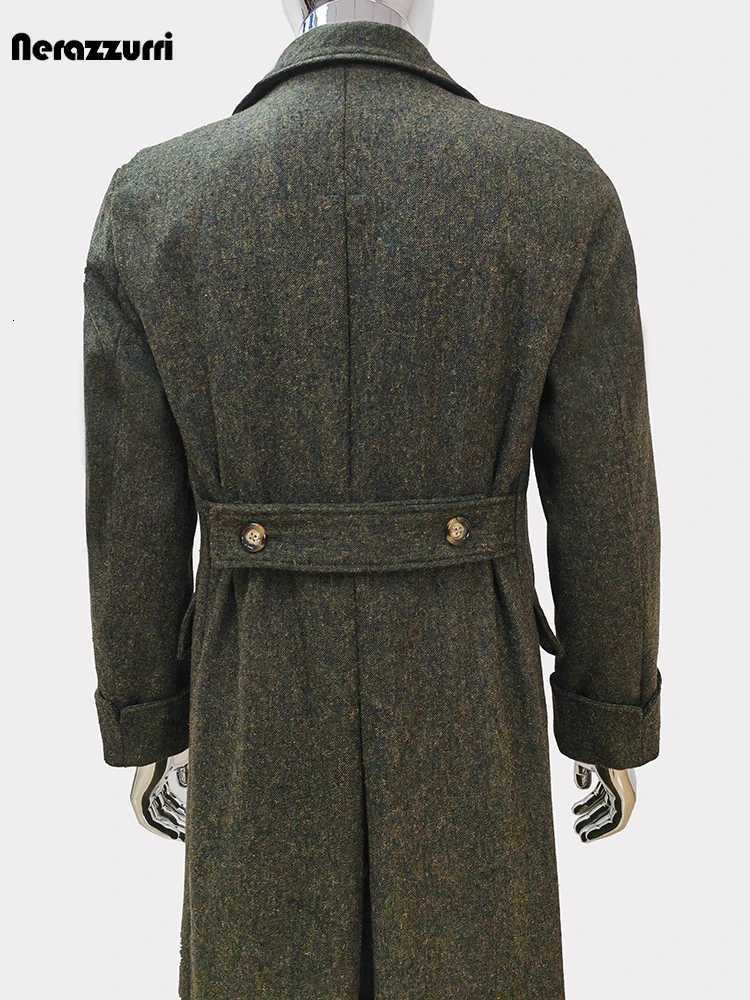 Nerazzurri Autumn Winter Long Luxury EleGant Chic Thick Warm Woolen Coat for Men Double Breasted Wool Blends OvercoatXJ250809