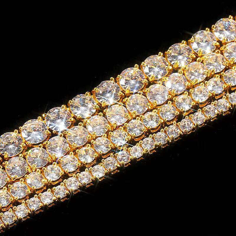 Gold Plated Hip Hop Dia CZ Cubic Zirconia Women Tennis Bracelets