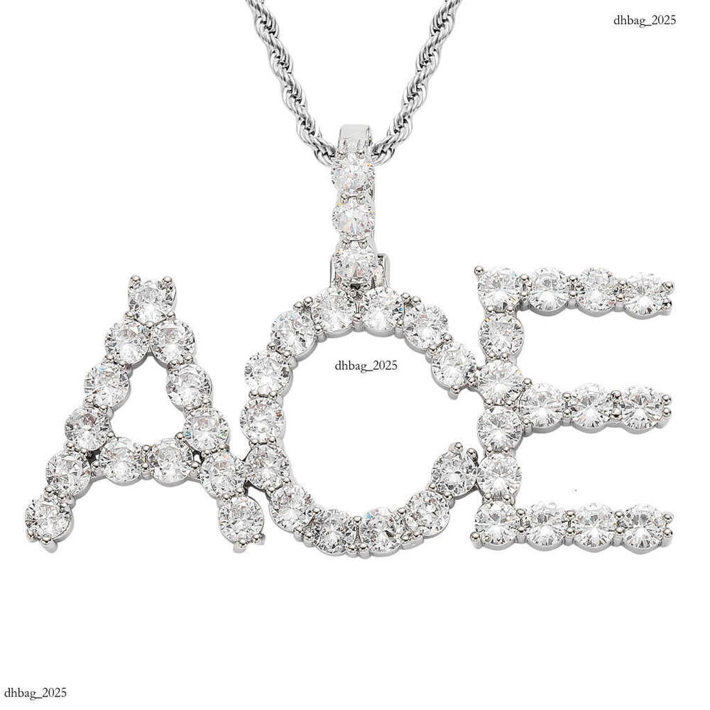 Hip Hop Simple 5mm 3mm Moissanite chain Letter Pendant Necklace Free Combination DIY Custom Splicing
