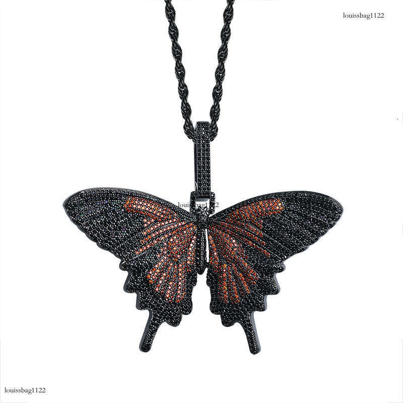 Inshiphop Large Butterfly Pendant Full Moissanite chain Trendy Personality Necklace Premium Accessories for Men and Women