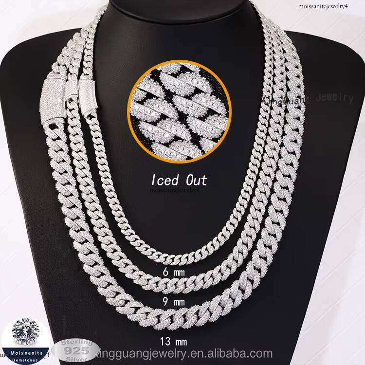 Hot-sale 6mm Ced Out Dia Chain Necklace S Sier VVS Moissanite Cuban Link Fine Jewelry Necklaces for Men Women