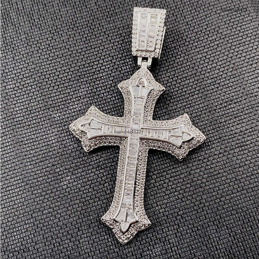 Full Sterling Silver Inlaid Moissanite chain Jewelry Cross Personalized Accessory Necklace Pendant