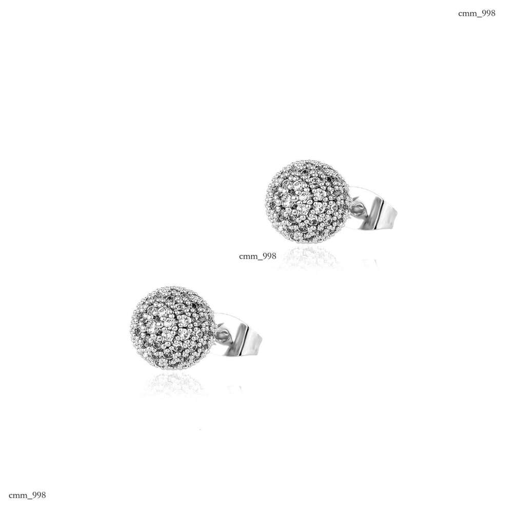 New Fashion 6mm-8mm Spherical Simple Round Women's Earrings Gift Full Dia StudIced Out VVS Needle
