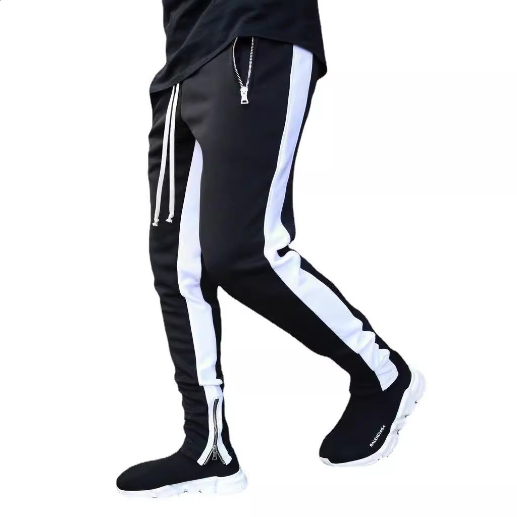 Casual Men Hip Hop Skinny Trousers Track Bottom Sweatpants Streetwear Man Pant Side Stripe Fashion Mens Joggers Pants 201221