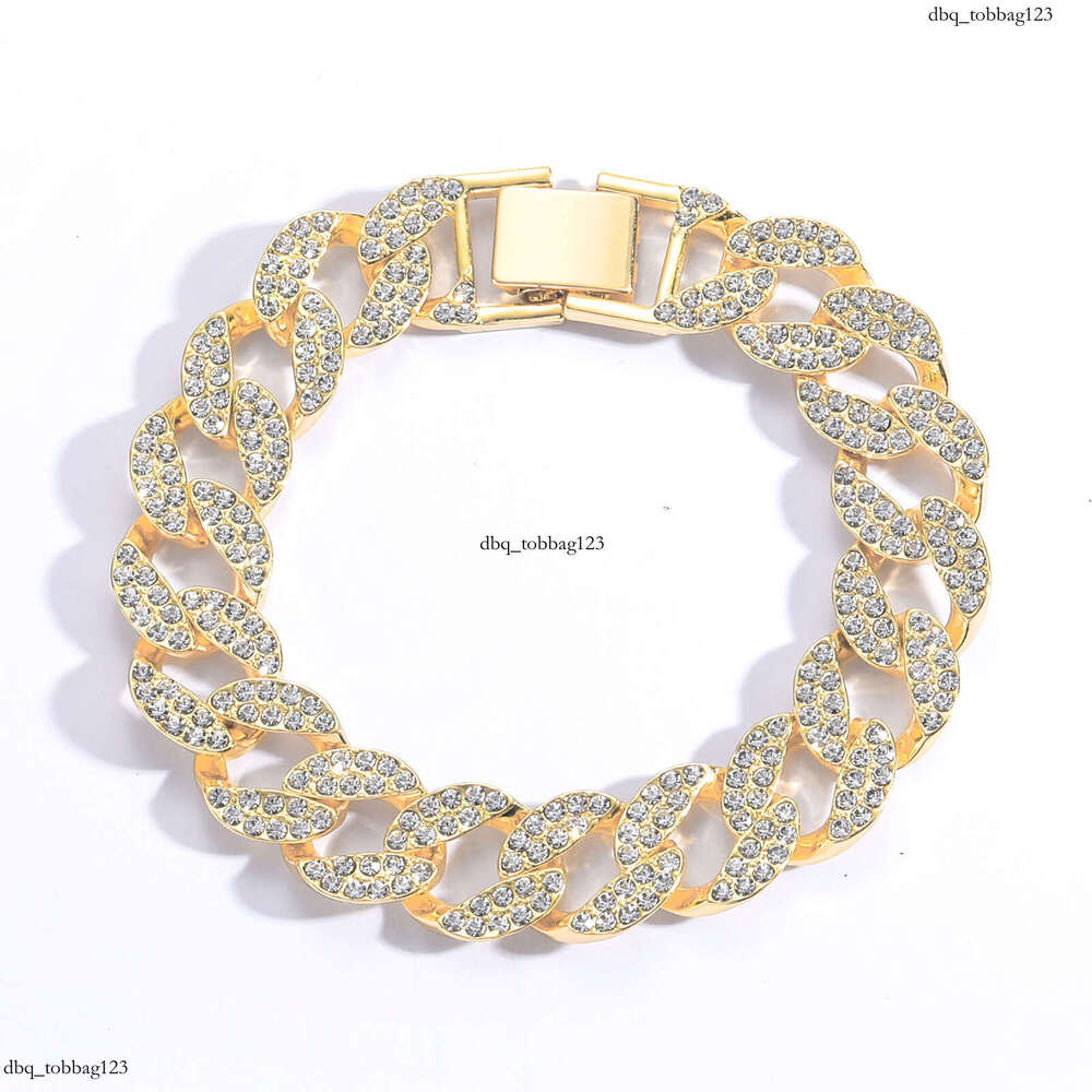 Bracelet 15mm Full Dia Cuban Chain Personality Men's Trendy Hip-Hop Accessories