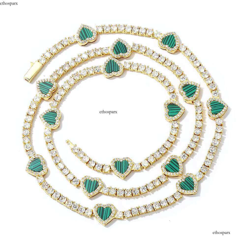 NUOYA 4mm Sier Plated Heart-Shaped Hip-Hop Style Dia Tennis Chain Necklaces Women's Jewelry