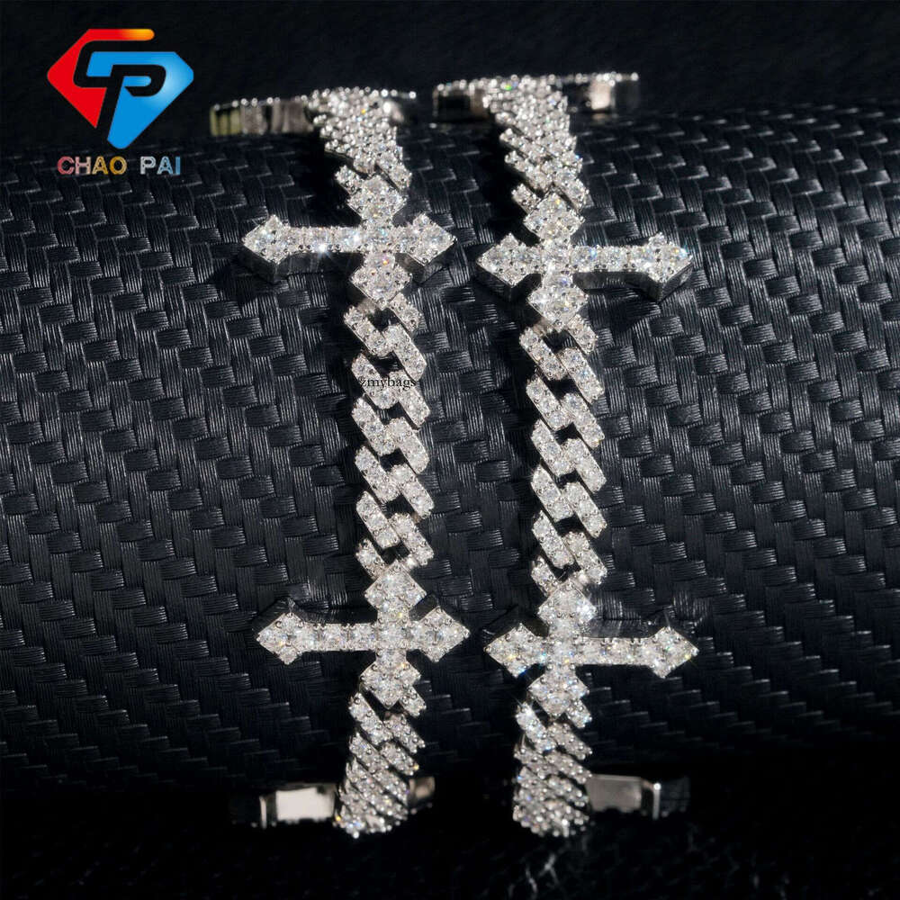 Hot Item 6mm Cuban CrosIced Out VVS Moissanite/Sterling Silver Zirconia Tested Hip-Hop Men's Bracelet