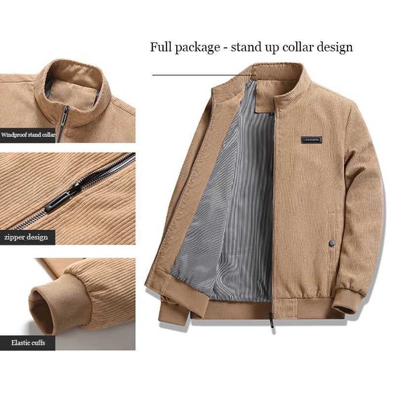 Mens Autumn Jacket Corduroy Casual Workwear Coat Fashion Corduroy Cotton-Padded Jacket Lightweight Streetwear Outerwear Coat W250809