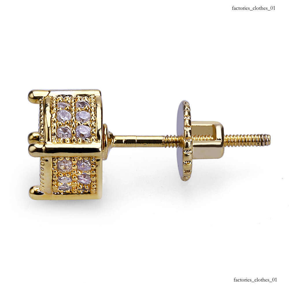 Hip Hop Micro Pave Zircon Gold Plated Round Men and Women Earrings