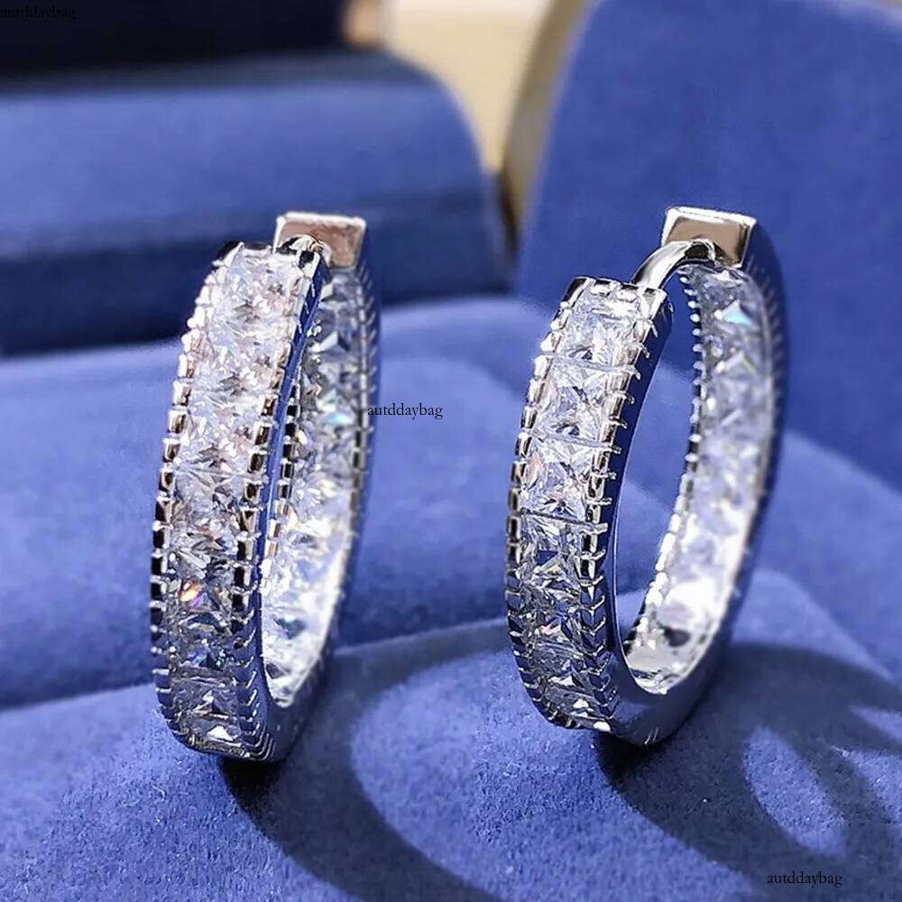 Infinity Simple Fashion Clip Earrings Gorgeous Ladies Jewellery Handmade Sterling Sier Princess Cut White Topaz CZ Dia Party Women OL Earring Gift