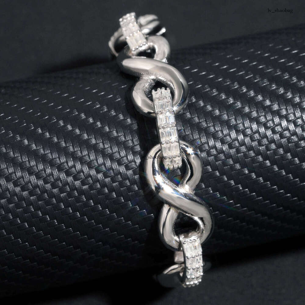 New Sier Inlaid D Color Moissanite 15mm Figure-8 Cuban Chain Men's Hip-Hop Bracelet Necklace