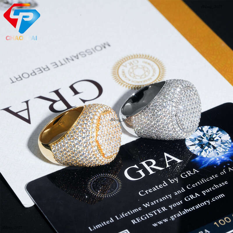 ICED OUT Silver Moissanite Men Women Classic Hip Hop fashion Ring