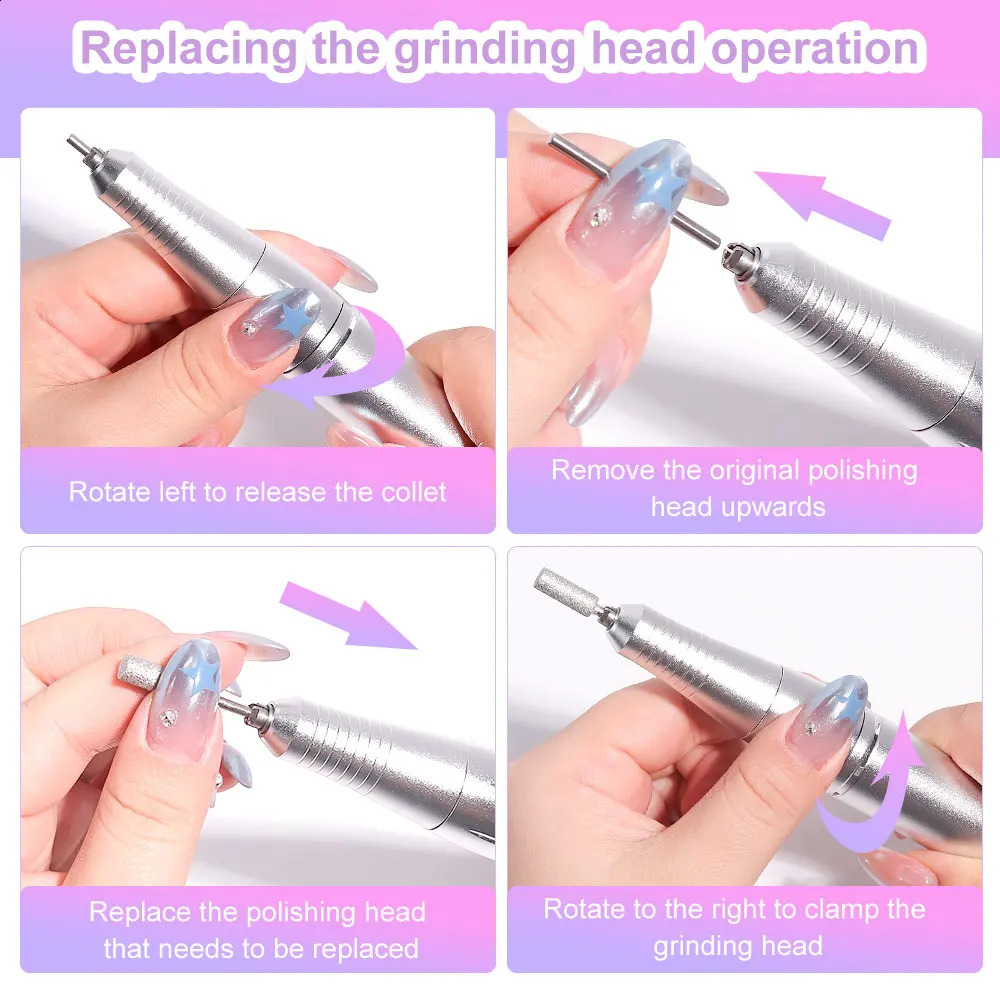 45000RPM Electric Nail Drill Machine Professional Nail Drills for Gel Nails Polish Rechargeable Portable Nail File Manicure Tool 250814