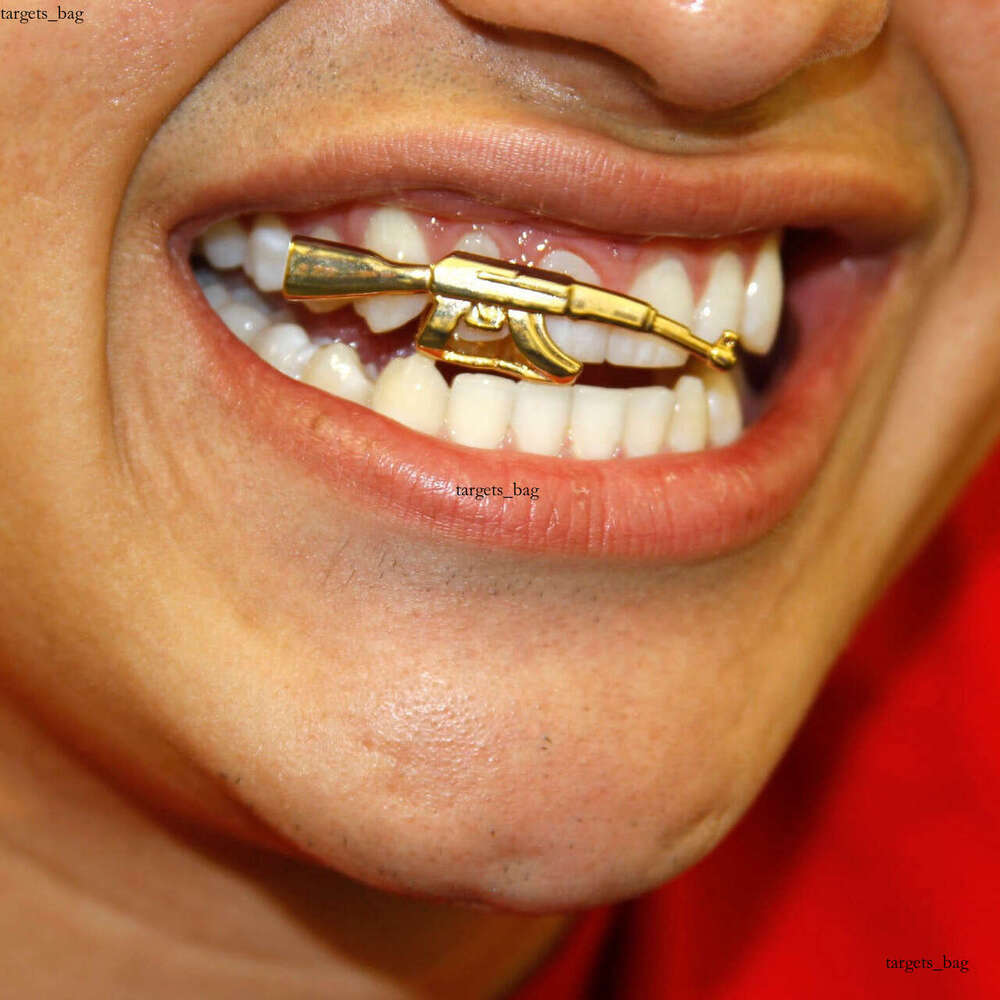 Halloween Crown Personality Scorpion Hip-Hop Rapper Big Gold Dentures AK Grenade Fake Teeth