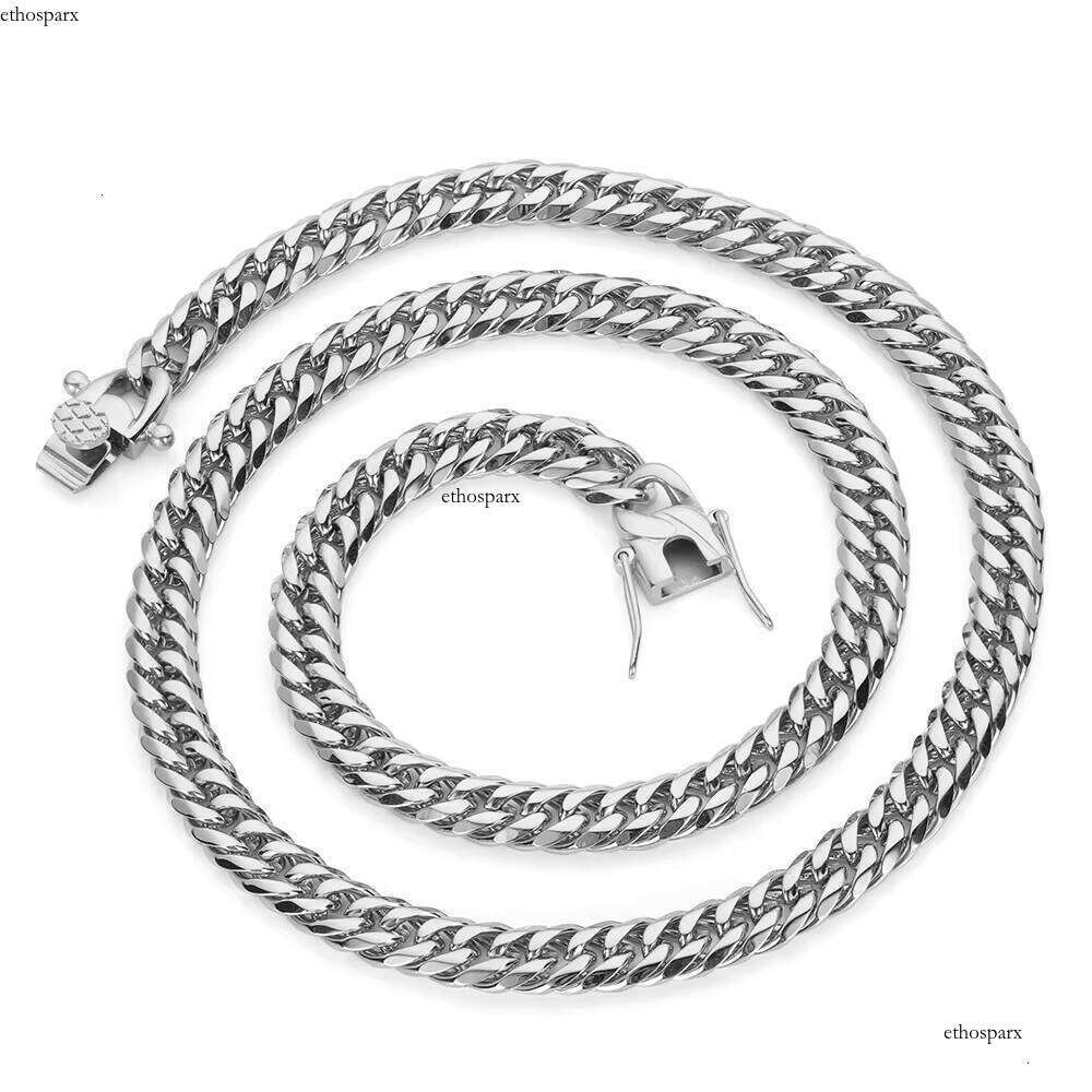 NUOYA Hip Hop Men Miami Stainless Steel Necklace Cuban Link Chain