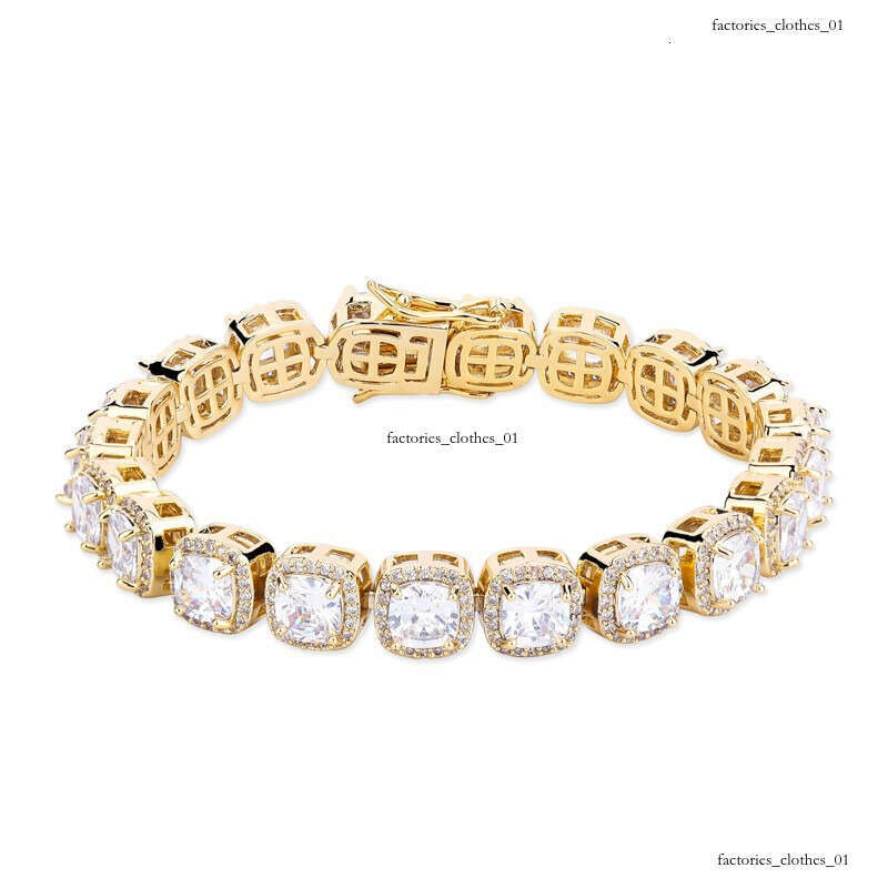 Hip Hop Men's Necklace Full Dia 10MM Square Ice Sugar Chain Inlaid Moissanite chain Bracelet Personality Trendy Jewelry