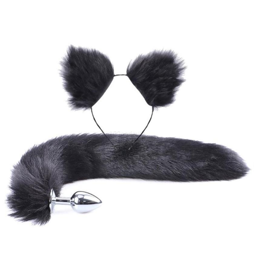 2Pcs set y Faux Fur Tail Metal Butt Plug Cute Cat Ears Headband for Role Play Party Costume Prop Adult Sex Toys189x6968513
