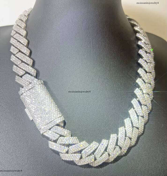 Heavy Hip Hop Necklace 20mm 15mm Iced Out Moissanite Dia Sier Cuban Link Chain for Men
