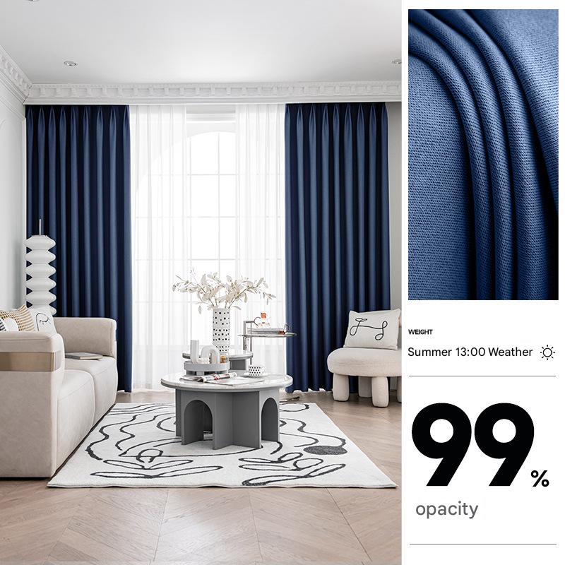 YL-36849 thick double-sided linen blackout curtain project hotel school sound insulation heat insulation blackout cotton linen curtain finished produc