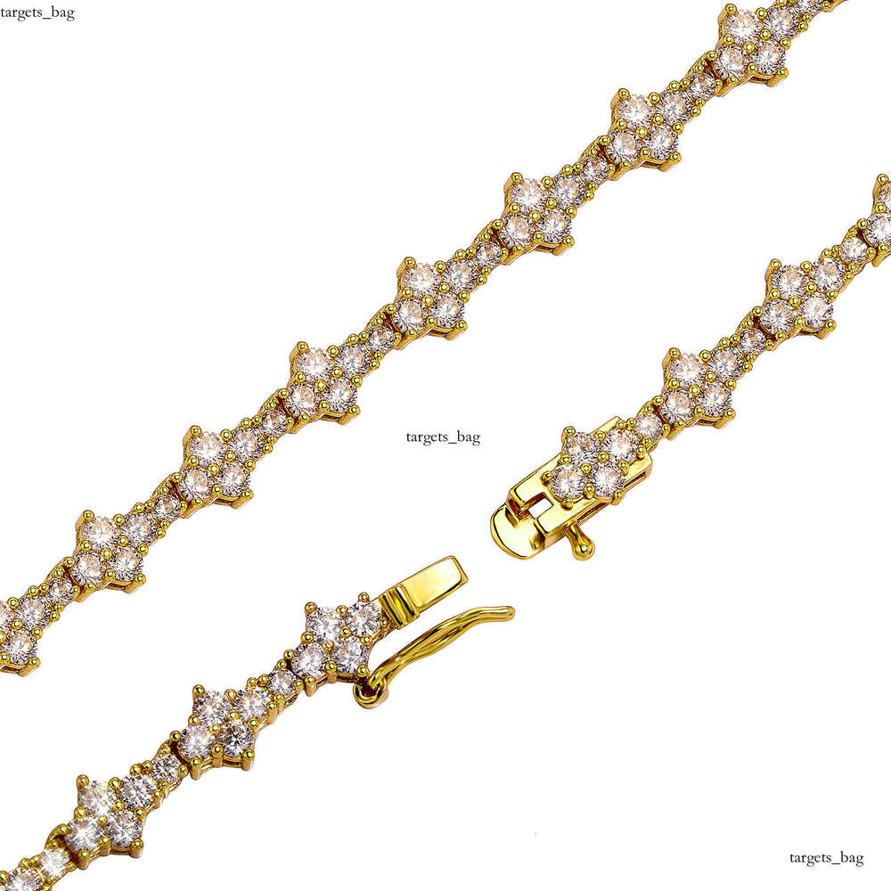 Full Zirconium Plum Blossom Bracelet Necklace Hip Hop Rap Polished Non-Prickly Airplane Tennis Chain