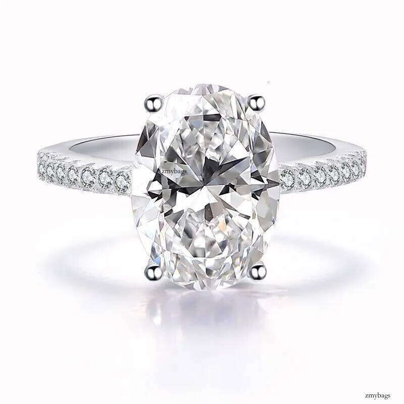 4CT White Natural Moissanite Dia Jewelry Genuine 100% S Sterling Sier Rose Gold Oval Cut Gemstones Party Women Wedding Band Ring Giff
