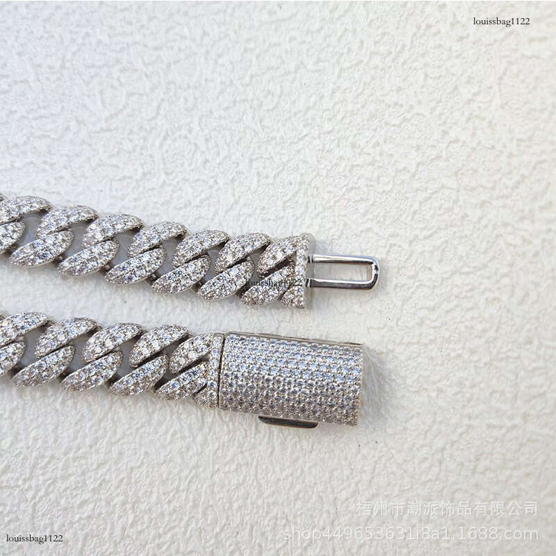 12mm Full Dia Cuban Necklace for Men Fashionable Versatile Moissanite chain Inlaid Hot Selling Factory 111