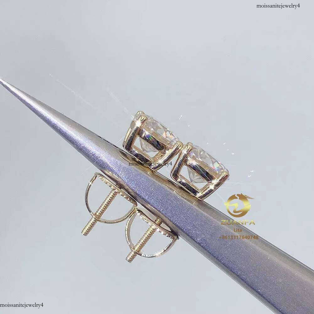Hot Sale Classic 4 Prong Stud Pass Dia Tester Men Women Moissanite 10k Real Gold 14k Earrings