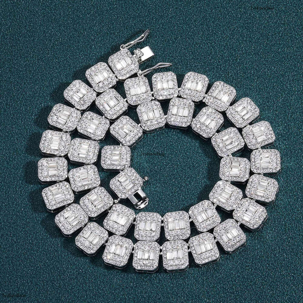 New Hip-Hop 13mm Square Round Cuban Chain Full Dia Men's Trendy Necklace
