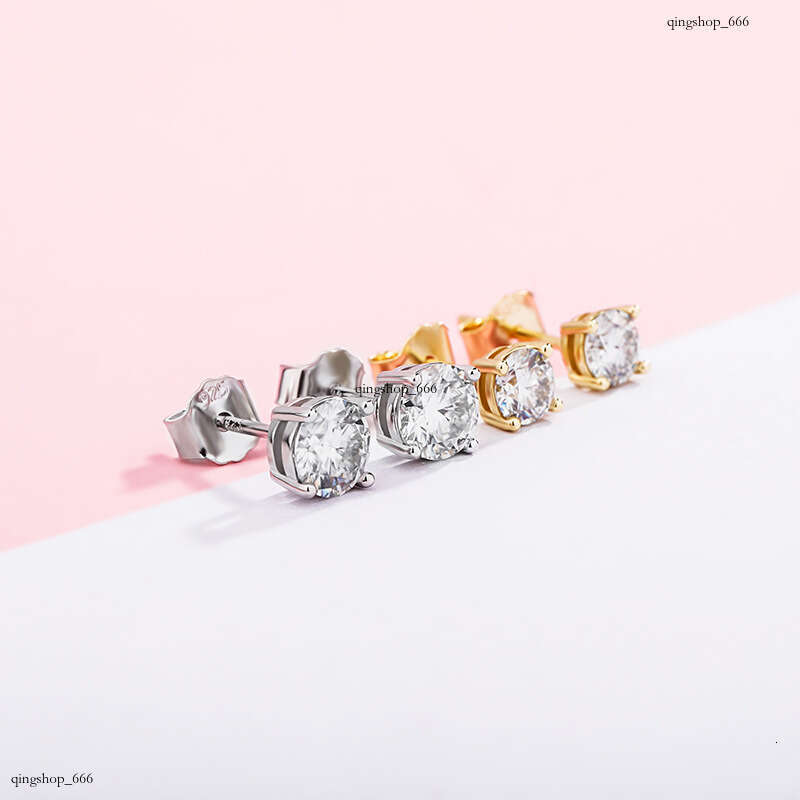 3mm-8mm Sier Inlaid Moissanite Round Stud Earrings for Men and Women Basic Versatile Fashion Niche