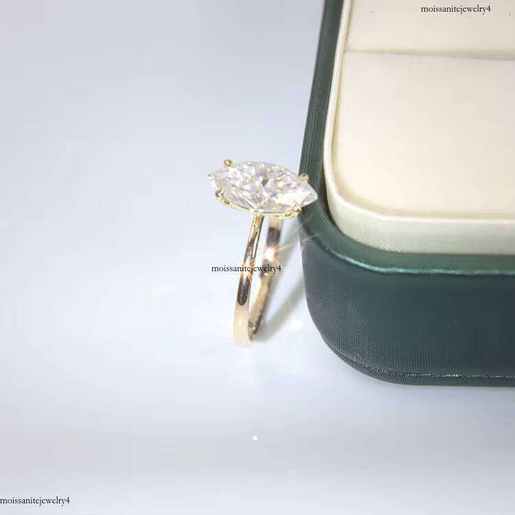 Elegant Jewelry Marquise Cut D-VVS Moissanite Dia 2ct/2.5ct Wedding 14k Yellow Gold Engagement Ring for Women