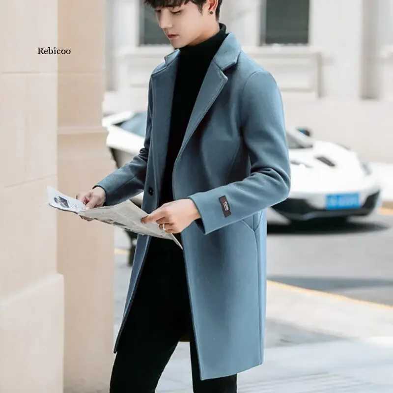 Fashion Men Wool Blends Mens Casual Business Trench Coat Mens Leisure Overcoat Male Punk Style Blends Dust Coats Jackets XJ250809