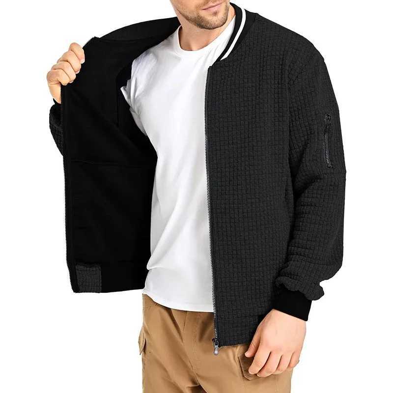 Autumn Mens Long Sleeve Jacket Coats Color-Block Varsity Jacket Lightweight Streetwear New Solid Color Zipper Coat with Pockets W250809