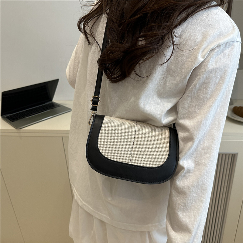 2025 Autumn New Fashionable Women s Shoulder Bag Flip Cover Color Block Saddle Armpit fashion Crossbody Niche Design Designer