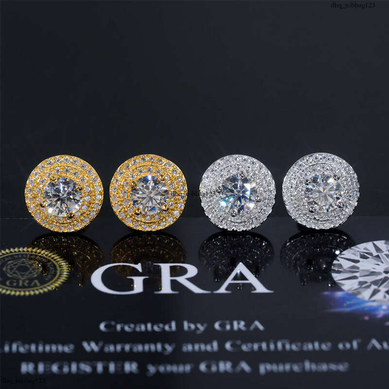 Super Sparkling Moissanite Pure Sier Full Dia Inlaid Unisex Commuting Design Hip-Hop Style Earrings