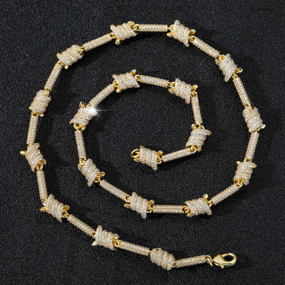 INS Wire Personality Cuban Chain Full Moissanite chain Jewelry Necklace for Men and Women Hip Hop Accessories