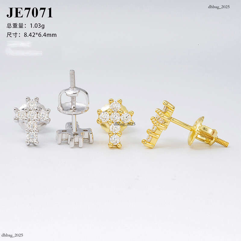 ICED OUT Hip Hop Sier Moissanite Cross Hiphop Trendy Full Dia Electroplated Earrings