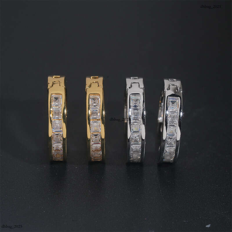 ICED OUT Synthetic Square Inlaid Zircon Hoop Ear ClipIced Out VVS Gold Plated Fashion Simple Elegant Earrings