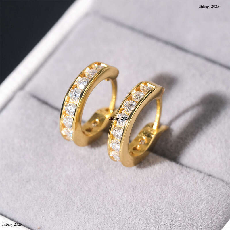 ICED OUT New Moissanite Inlaid Sier Gold-Plated Personality Trendy Hoop Earrings