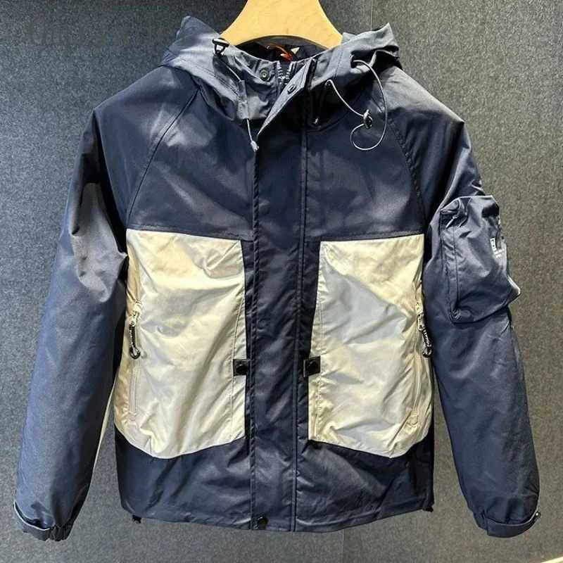 Autumn Winter New Mens Spliced Safari Jacket Loose Outdoor Korean High Street Multi-pocket Casual Jacket Workwear Sports Jacket W250809