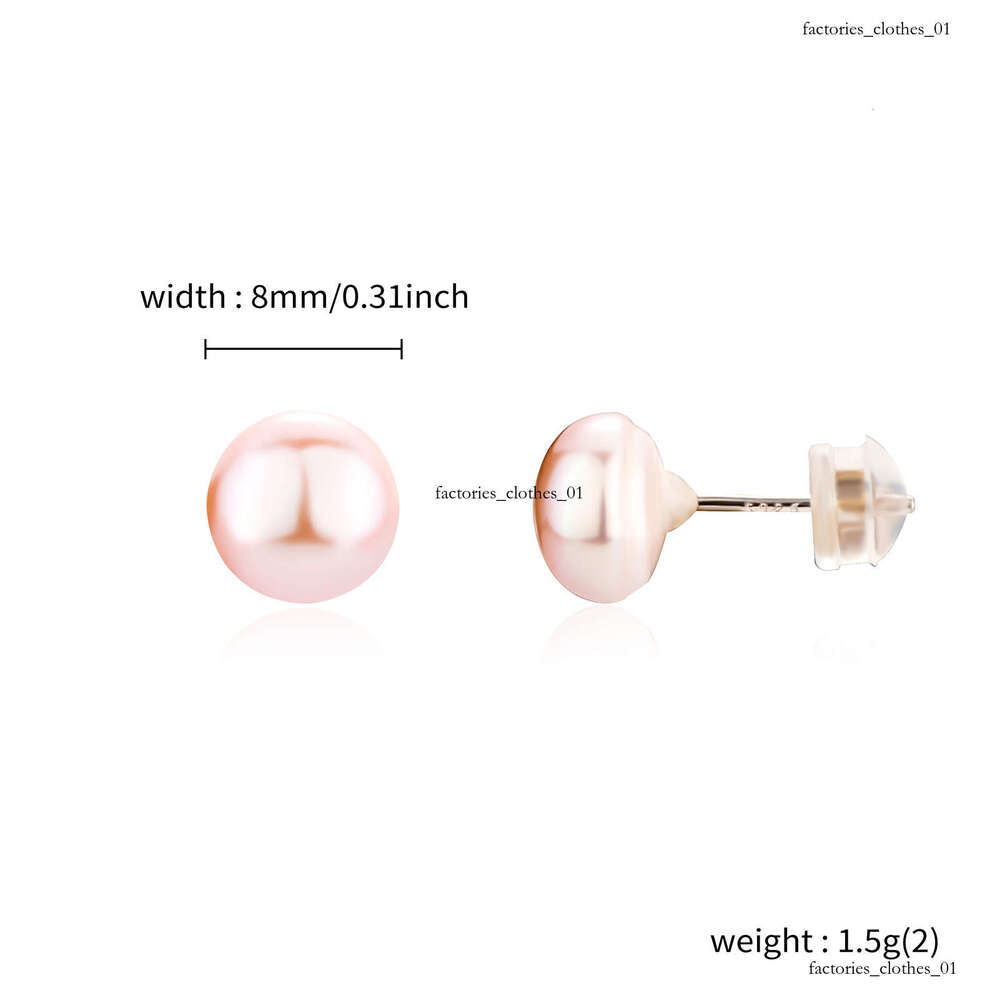 Zhuji 5A Grade Flawless Freshwater Pink Pearl Earrings Full Pure Sier Classic Ear Studs