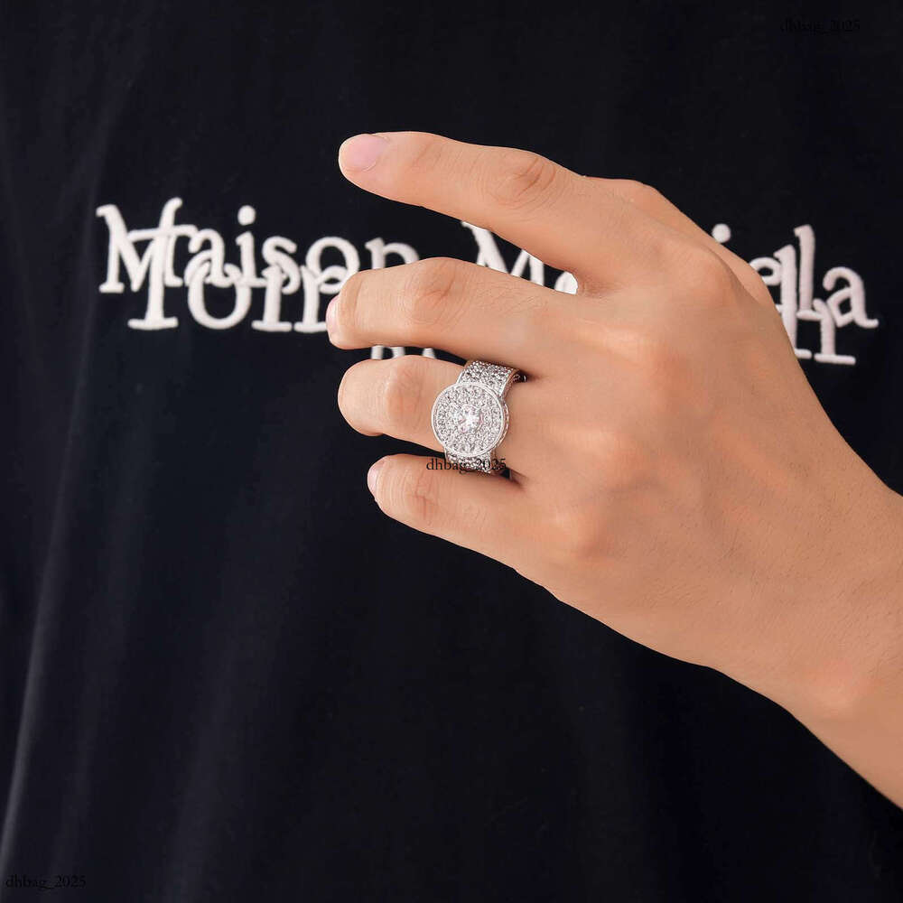 Men's Classic Large Diamond Real Gold Plated Micro Paved Full Zircon Hip Hop Ring